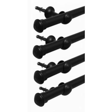 Imagem de Varões de Madeira Para Cortina Simples 2,00 Metros 19mm Varão Ponteira e Suporte Completo varão de cortina para Casa Sala Quarto(4 Preto)