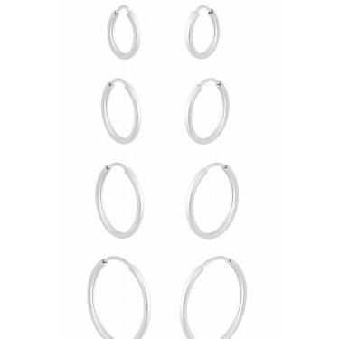 Imagem de Trio de Brincos Argolas em Prata 925 Fio Quadrado - Princesa Das Prata