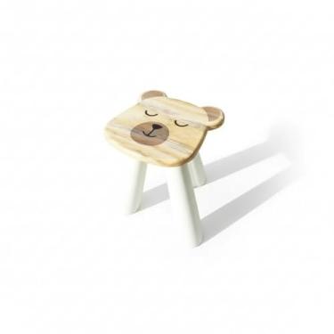 Imagem de Mini Banqueta Infantil Urso com Assento de Madeira Removível e Base Estável