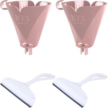 Imagem de Conjunto de 2 Rodo Plástico Multiuso Branco com Raspador 18cm + 2 Suporte de Filtro de Café Tam. 103 Rosa