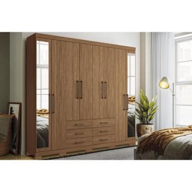Imagem de Guarda Roupa Casal 8 Portas E 6 Gavetas C/ Espelho E Pés Master 8.6 Jatoba - Santos Andirá