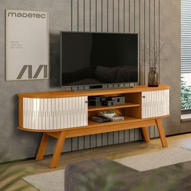 Imagem de Rack Tv 75 Pol 183cm Bancada Para Sala Enzari Cinamomo-off White M20 - D'rossi