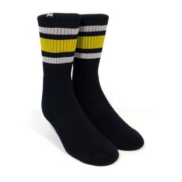 Imagem de Meia Cano Alto Esportiva Norden Stripe Preto e Amarelo 36-43