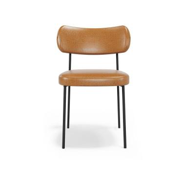 Imagem de Cadeira De Jantar Base Ferro Nile Sintético Pu A08 - D'rossi Cor Caramelo