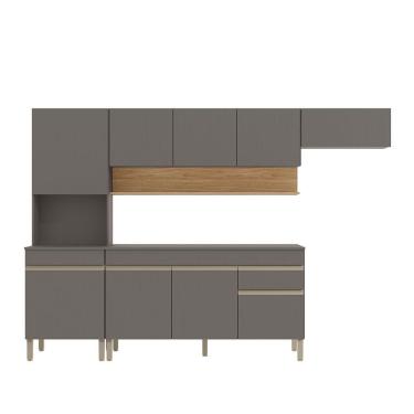 Imagem de Cozinha (com Balcão Com Tampo) 9 Portas 1 Gaveta Line Gris-gris-cp-freijo - Ssx Multicoisas