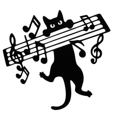 Imagem de Otoolling Gatos tocando música decoração de parede metal preto gato arte pendurar placas decoração de casa para sala de estar quarto banheiro escritório gatos amantes presentes (bonito, 24 x 29 cm)