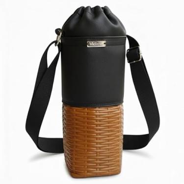 Imagem de Bolsa Térmica (PRETO COM CARAMELO TRANÇADO) RAMIERE para Garrafa de 1,5 LITROS ml em Couro Sintético - Coleção Cores VERÃO 2026