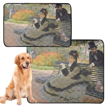 Imagem de TSENQUE Almofada de pintura a óleo Claude Monet Camille on a Bench extragrande para cães de estimação laváveis para xixi à prova d'água tapete de gaiola de cachorro fofo absorvente pequeno x pacote