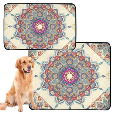 Imagem de Almofadas de xixi coloridas florais laváveis para cães, para animais de estimação, reutilizáveis, para gatos, tapete impermeável para gaiola de cachorro, almofadas absorventes de treinamento para