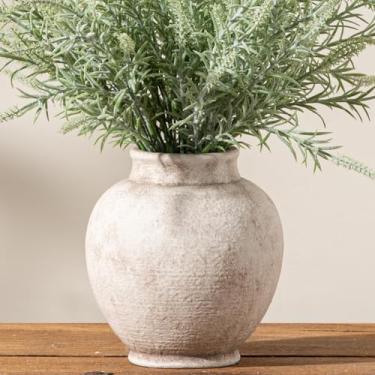 Imagem de Vaso de flores de cerâmica, vaso decorativo branco rústico para casa de fazenda, vasos de cerâmica de grama dos pampas para decoração de casa, mesa, sala de estar, entrada, cornija, estante de livros