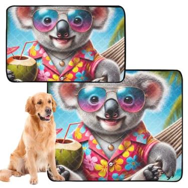 Imagem de TSENQUE Almofadas laváveis para xixi para cães, tropical, coala, praia, engraçado, reutilizável, tapete absorvente para animais de estimação, tapete impermeável para cercadinho para cães, médio +