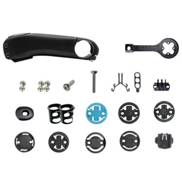 Imagem de Mesa de guidão para bicicleta de estrada -12° fixa/ajustável -17°/-7° com calço de ângulo, fibra de carbono T1000, abraçadeira de guidão de 31,8 mm, suporte para GPS/ciclocomputador.(110mm)