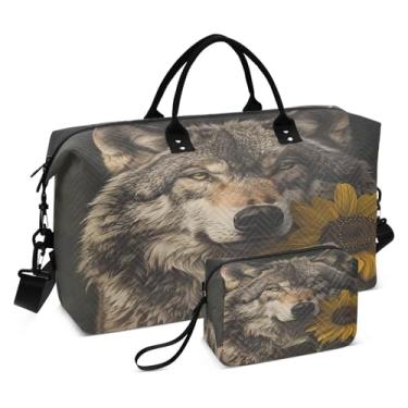 Imagem de CEBUGI Bolsa feminina acolchoada com girassol lobo grande, bolsa de viagem de fim de semana, bolsas hospitalares para trabalho de parto e parto