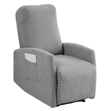 Imagem de GOSTADY Capas para cadeira reclinável, 4 peças, jacquard, pequena, reclinável, capa reclinável para cadeira reclinável Lazyboy com bolso de armazenamento, protetor de móveis para sala de estar, cinza