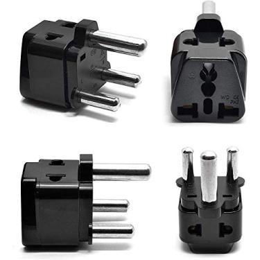 Imagem de OREI África do Sul, Botswana Adaptador de Tomada, Conexão Terrada 2 em 1 EUA - Soquete Universal - Tipo M - Pacote com 4 - Perfeito para Celulares, Laptops, Carregadores e Mais