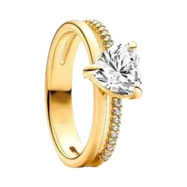 Imagem de Conjunto De Anéis De Casamento Princesa Coração Mickey Minnie Em Prata