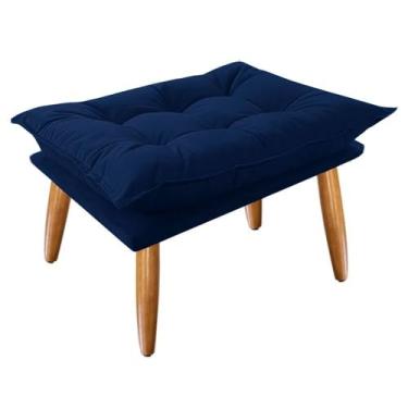 Imagem de Puff Sala，Banqueta estofada macia com pernas em estilo vintage Móveis requintados(AZUL MARINHO)