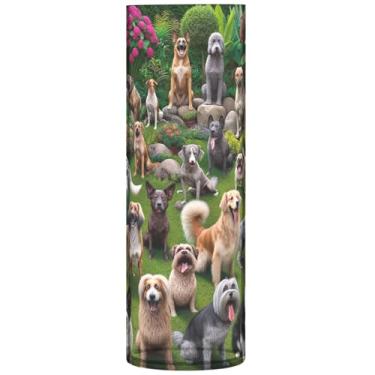 Imagem de Vaso cilíndrico buquê de flores engraçadas cães papoula vasos e plantadores de plástico personalizado exclusivo floral decoração estética, 30 cm x 9,9 cm