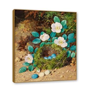 Imagem de Moldura de teca. Arte em tela floral country, pintura botânica vintage de natureza morta, decoração de parede de cozinha de fazenda emoldurada para sala de jantar. B29. 70 x 84 cm - 27,5 x 33,1 pol