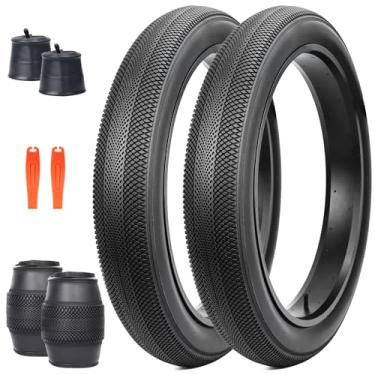 Imagem de MEGHNA Pneu de bicicleta 66 x 4 cm Mountain Bike Fat Tire com tubos Groove Tread Pneu dobrável de 66 cm para bicicleta de neve Fat Bike (preto - 2 pneus 2 tubos internos, 66 x 10 cm)