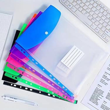 Imagem de Pacote com 12 pastas expansíveis LDQ A4 com 11 bolsos para fichário com botão de pressão