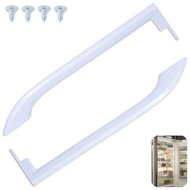 Imagem de 2 maçanetas de porta de geladeira 5304486359 5304506469, compatível com geladeira Frigidaire, peça de substituição para 242059501 242059504 5304504507, contém 4 parafusos (branco)