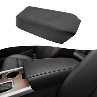 Imagem de KBH Substituição da capa do apoio de braço do console central para Ford Edge 2011 2012 2013 2014, estofamento de descanso de braço do console médio de couro vinil, antiarranhões, ponto preto e