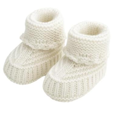 Imagem de ZHLKHIOP 1 par de botinhas, botas recém-nascidas para meninos e meninas, primeiro sapato macio e aconchegante para bebês, ideal para chás de bebê