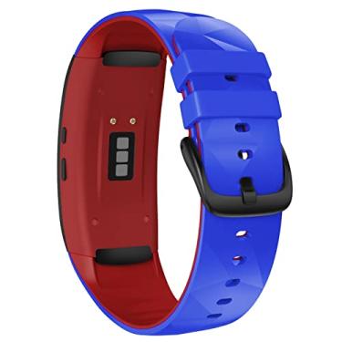 Imagem de WIKUNA para Samsung Gear Fit 2 Pro Strap Pulseira de silicone ajustável inteligente para Gear Fit2 Pro SM-R360 Pulseira Pulseiras Pulseiras Esportivas (Cor: Preto Branco)
