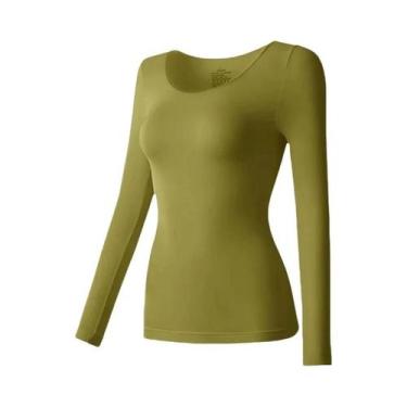 Imagem de Camiseta Térmica Feminina De Manga Longa Fina Para Outono Inverno Tama