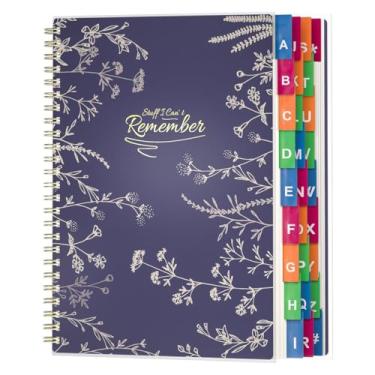 Imagem de Livro de senhas com abas alfabéticas coloridas, livro de guarda de senha em espiral para idosos (roxo lavanda)