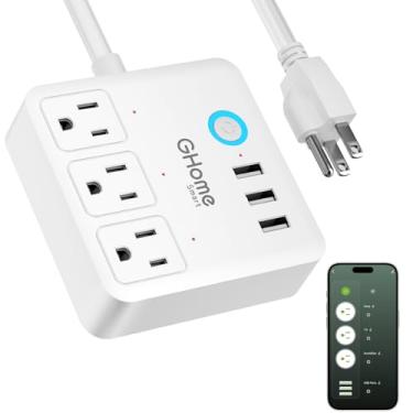 Imagem de Smart Power Strip, protetor contra surtos WiFi funciona com Alexa Google Home, tomadas inteligentes com 3 portas de carregamento USB 3, extensor multi-plugue para viagem, 10 A