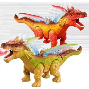 Imagem de Brinquedo Dragão com Asas Solta Fumaça Anda Emite Som Com Luz