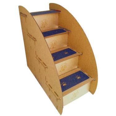 Imagem de Escada Pet Cama Madeira Mdf 4 Degraus Cachorro Gato 60cm - IMGROPPO