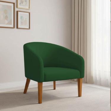 Imagem de Poltrona Sala Decorativa Stella Pé Madeira Trapézio Castanho Suede D03