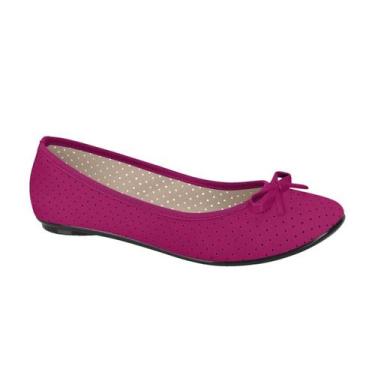 Imagem de Sapatilha Feminino Bico Redondo Moleca 5726.115-, Nobuck magenta, 36