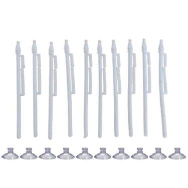Imagem de Kit 50 Mini Haste Suporte Branco P/Bandeira Brasil C/Ventosa - H Plást