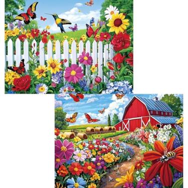 Imagem de 2 Pack 500 Piece Puzzle for Adults, Farm Hummingbirds Jigsaw Puzzle for Adults Teens,Large Piece Puzzle for Kids 8-10 10-12,Glossy & Sturdy Pieces,Challenging Family Game Great Gift,20.5x15 in