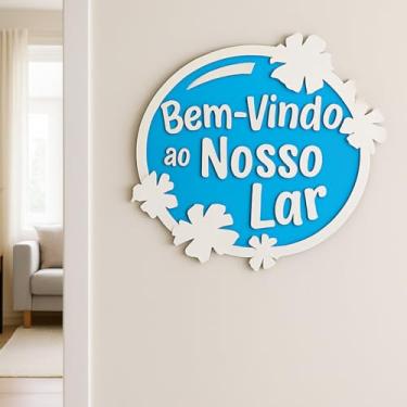 Imagem de Quadro Placa Decorativa Bem-vindo ao Nosso Lar Tropical MDF