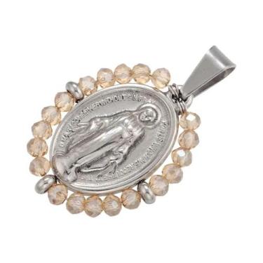 Imagem de Colar Com Pingente De Nossa Senhora Arco-Íris Dourado Para Mulheres, G