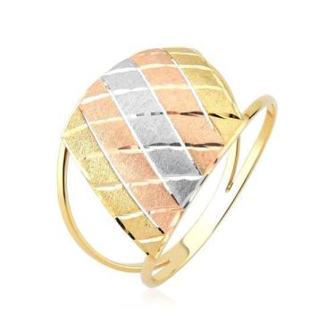 Imagem de Anel largo feminino chapa colorido ouro maciço 18k - MAEHLER, 11, Dour