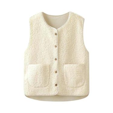 Imagem de Colete De Pelúcia Teddy Feminino Sem Mangas Jaqueta Curta De Plush Out