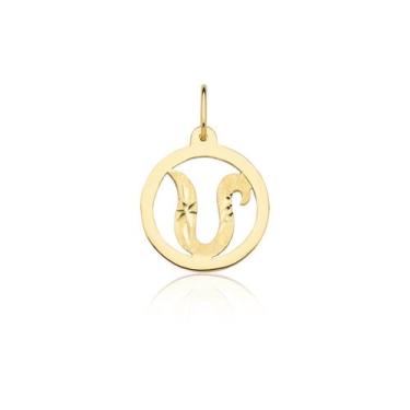 Imagem de Pingente Medalha Letra U Ouro 18k Puro - MAEHLER Arte Em Joias, Dourad