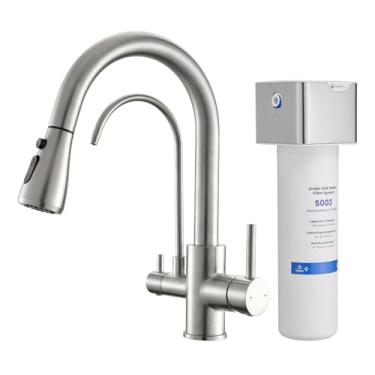 Imagem de GIMILI Torneira de cozinha 3 em 1 com sistema de filtro de água embaixo da pia, reduz chumbo, cloro, mau gosto e odor, torneira de pia de cozinha com torneira de água potável