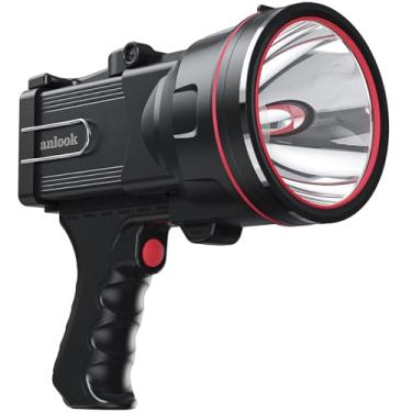 Imagem de Lanterna holofote recarregável, holofote portátil à prova d'água, suporte embutido e carregador de telefone, luz de emergência para acampamento, barco, caça, caminhadas (branco quente)