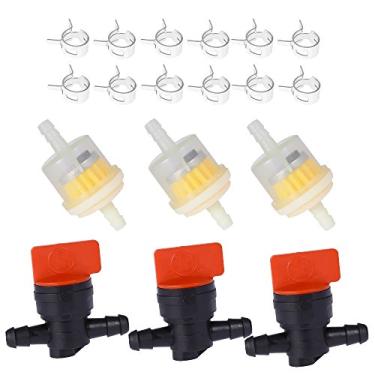 Imagem de MDEOOSKY Válvula De Corte Combustível 1/4" Com Filtro Em Linha E Braçadeiras Reposição Para Cortador Grama Bs 494768, 697947, 698183 John Deere Am36141 Am107340 Toro 54-3150 Oregon 07-107