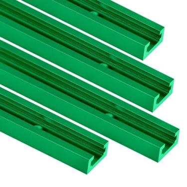 Imagem de Seekliny 4 peças T-Track para marcenaria 91 cm verde corte duplo pré-perfurado, 91 cm trilhos universais em T de alumínio verde