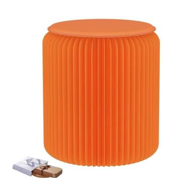 Imagem de Folding Paper Stool Tamborete Dobrável Colorido Do Papel De Embalagem, Cadeira Criativa Escalável Lazer Acordeão, Usado Para Fotografar Lojas Roupas(Orange,36x30cm/14.96x11.81in)