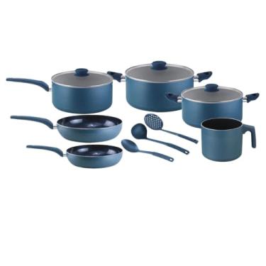 Imagem de Jogo de Panelas Max Chef Blue 9 Peças Antiaderente – Cozimento Uniforme, Cabos Confortáveis e Tampas de Vidro