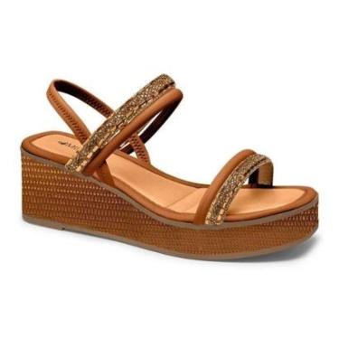 Imagem de Sandália Salto Anabela Mississipi Brilho Calce Facil ME671-Feminino
